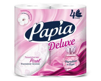 Бумага туалетная Papia Deluxe 4-слойная белая с цветочным ароматом (4 рулона в упаковке)