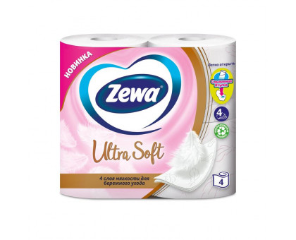 Бумага туалетная Zewa Ultra Soft 4-слойная белая (4 рулона в упаковке)