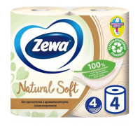 Бумага туалетная Zewa Natural Soft 4-слойная бежевая (4 рулона в упаковке)