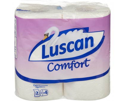 Бумага туалетная Luscan Comfort 2-слойная белая (4 рулона в упаковке)