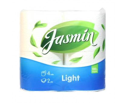 Бумага туалетная Jasmin Light 2-слойная белая (4 рулона в упаковке)