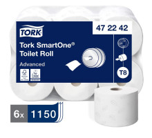 Бумага туалетная в рулонах Tork SmartOne T8 2-слойная 6 рулонов по 207 метров (артикул производителя 472242)