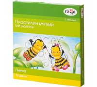 Пластилин классический Гамма Пчелка 12 цветов со стеком 180 г