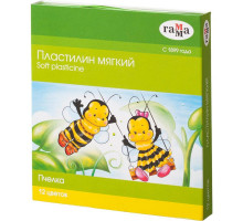 Пластилин классический Гамма Пчелка 12 цветов со стеком 180 г