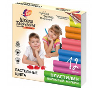 Пластилин восковой Луч Школа творчества 12 цветов 180 г со стеком