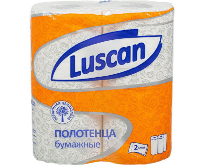 Полотенца бумажные Luscan 2-слойные белые 2 рулона по 17 метров