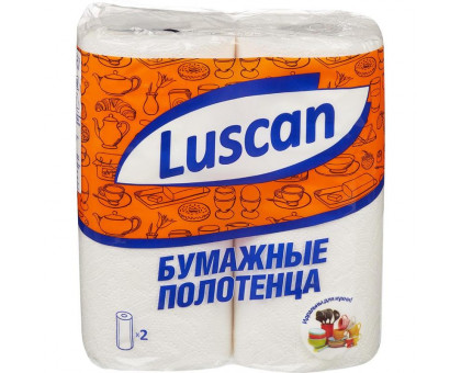 Полотенца бумажные Luscan 2-слойные белые 2 рулона по 12.5 метров