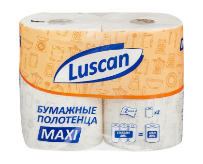 Полотенца бумажные Luscan Maxi 2-слойные белые 2 рулона по 35 метров