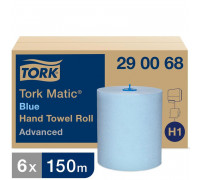 Полотенца бумажные в рулонах Tork Matic H1 Advanced 2-слойные синие 6 рулонов по 150 метров (артикул производителя 290068)