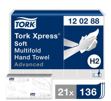 Полотенца бумажные листовые Tork Advanced H2 М-сложения 2-слойные 136 листов (артикул производителя 120288)