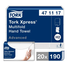 Полотенца бумажные листовые Tork Xpress Advanced Н2 Z-сложения 2-слойные 20 пачек по 190 листов (артикул производителя 471117)