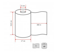 Полотенца бумажные в рулонах с центральной вытяжкой Luscan Professional 1-слойные 6 рулонов по 300 метров (арт.486353)