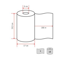 Полотенца бумажные в рулонах с центральной вытяжкой Luscan Professional 1-слойные 6 рулонов по 300 метров (арт.486353)