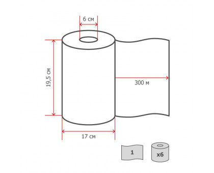 Полотенца бумажные в рулонах с центральной вытяжкой Luscan Professional 1-слойные 6 рулонов по 300 метров (арт.486353)