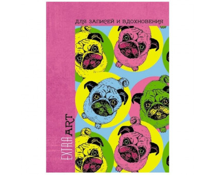 Блокнот Канц-Эксмо Разноцветные мопсы А5- 96 листов в линейку на сшивке