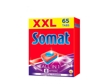 Таблетки для посудомоечных машин Somat All in 1 (65 штук в упаковке)