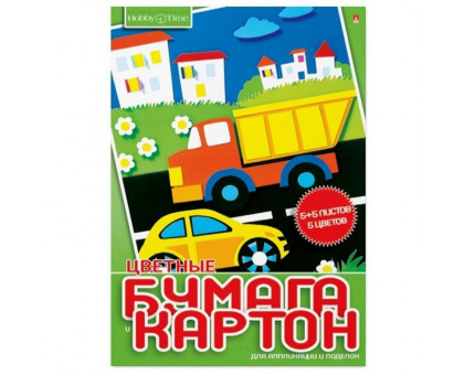 Набор цветной бумаги и картона Альт Хобби Тайм (А4, 10 листов, 5 цветов, немелованный картон)