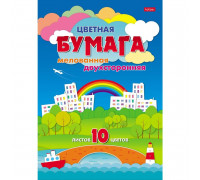 Бумага цветная Hatber Цветной город (А4, 10 листов, 10 цветов, мелованная, двусторонняя)