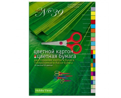 Набор цветной бумаги и картона Альт (А4, 30 листов, 50 цветов, офсетная)