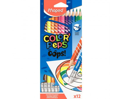 Карандаши цветные Maped Color'peps Oops 12 цветов трехгранные c ластиком