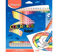 Карандаши цветные Maped Color'peps OOPS 24 цвета трехгранные c ластиком