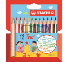 Карандаши цветные Stabilo Trio thick short 12 цветов трехгранные (205/12-01)