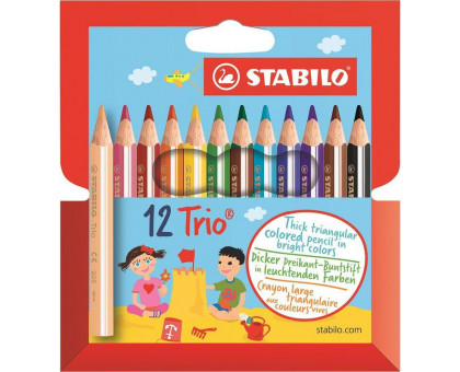 Карандаши цветные Stabilo Trio thick short 12 цветов трехгранные (205/12-01)